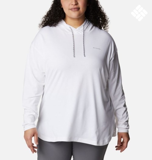 Women's Columbia Sun Trek Pullover Hoodie White | Plus Size CA-S3A64